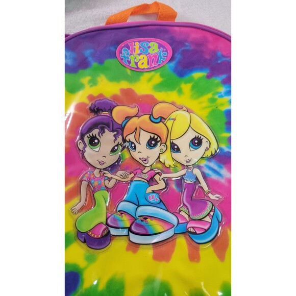 Vintage Lisa Frank 3 Girl Friends Groovy Tie Dye Backpack AS IS 90s Y2K - Picture 3 of 12